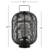 Spittlebug 26.7" Outdoor Woven Oval Asian LED Lantern