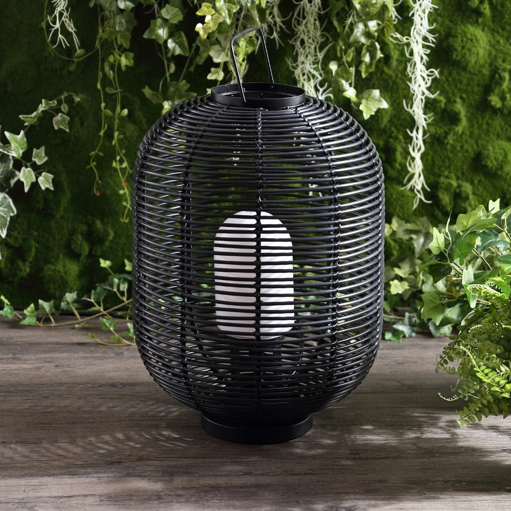 Spittlebug 26.7" Outdoor Woven Oval Asian LED Lantern