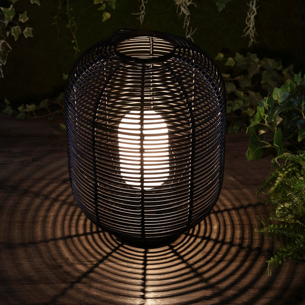 Spittlebug 26.7" Outdoor Woven Oval Asian LED Lantern