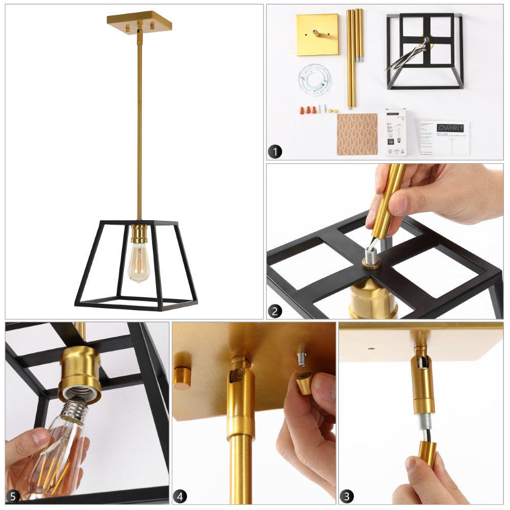 Brass Farmhouse Industrial Iron LED Pendant