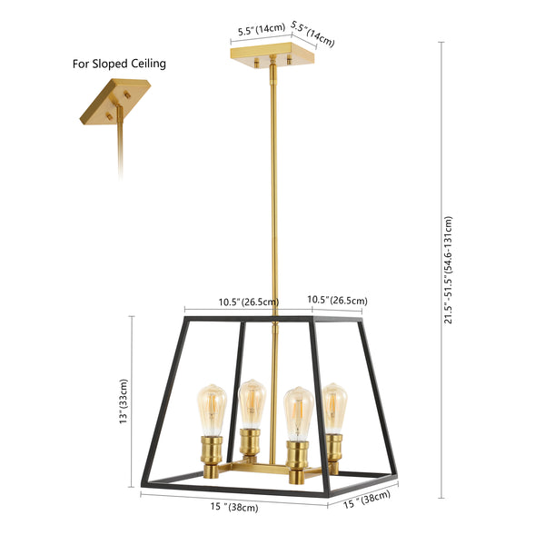 Dimension Image Black/Brass Gold / 4 Light