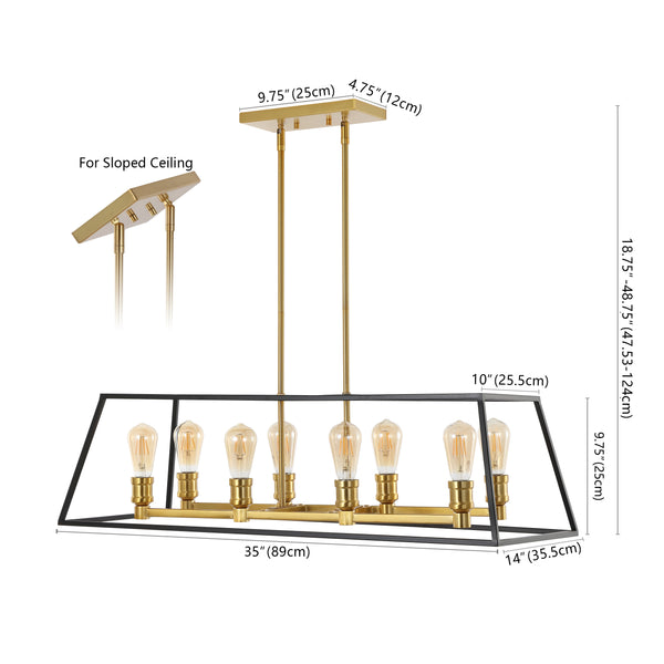 Dimension Image Black/Brass Gold / 8 Light