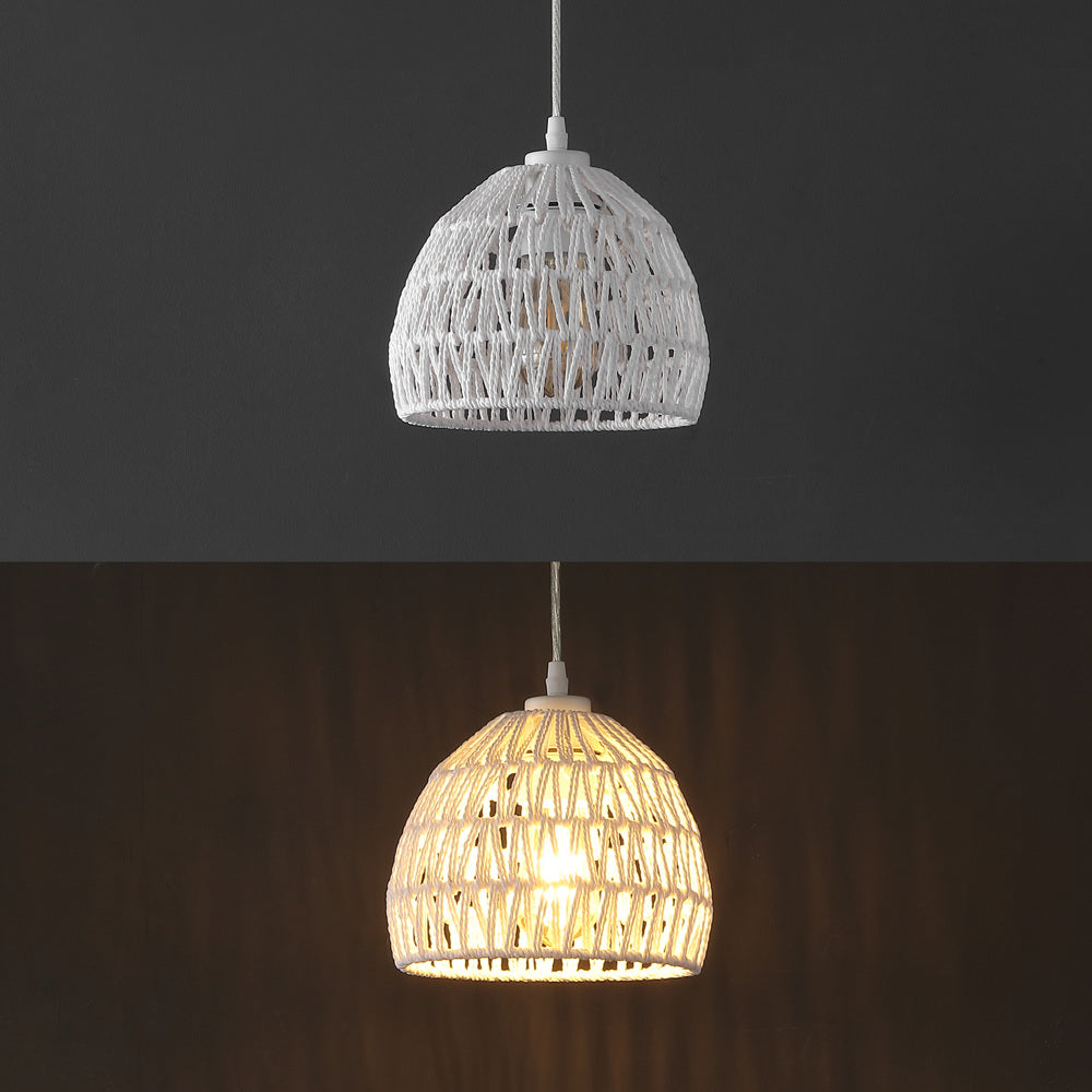 Wasp 20" Woven Rattan Dome LED Pendant