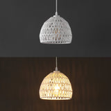 Wasp 20" Woven Rattan Dome LED Pendant
