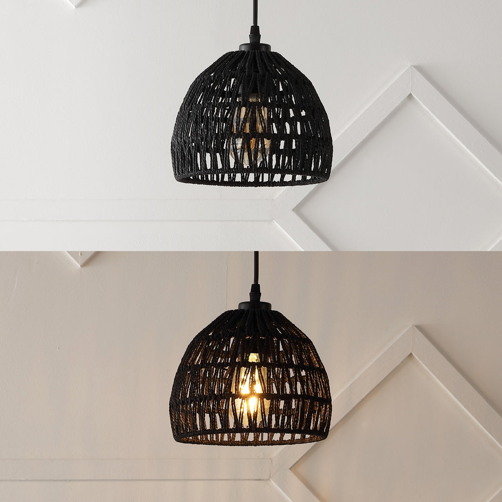 Wasp 20" Woven Rattan Dome LED Pendant