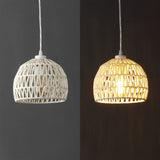 Wasp 20" Woven Rattan Dome LED Pendant