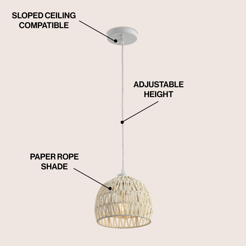 Wasp 20" Woven Rattan Dome LED Pendant