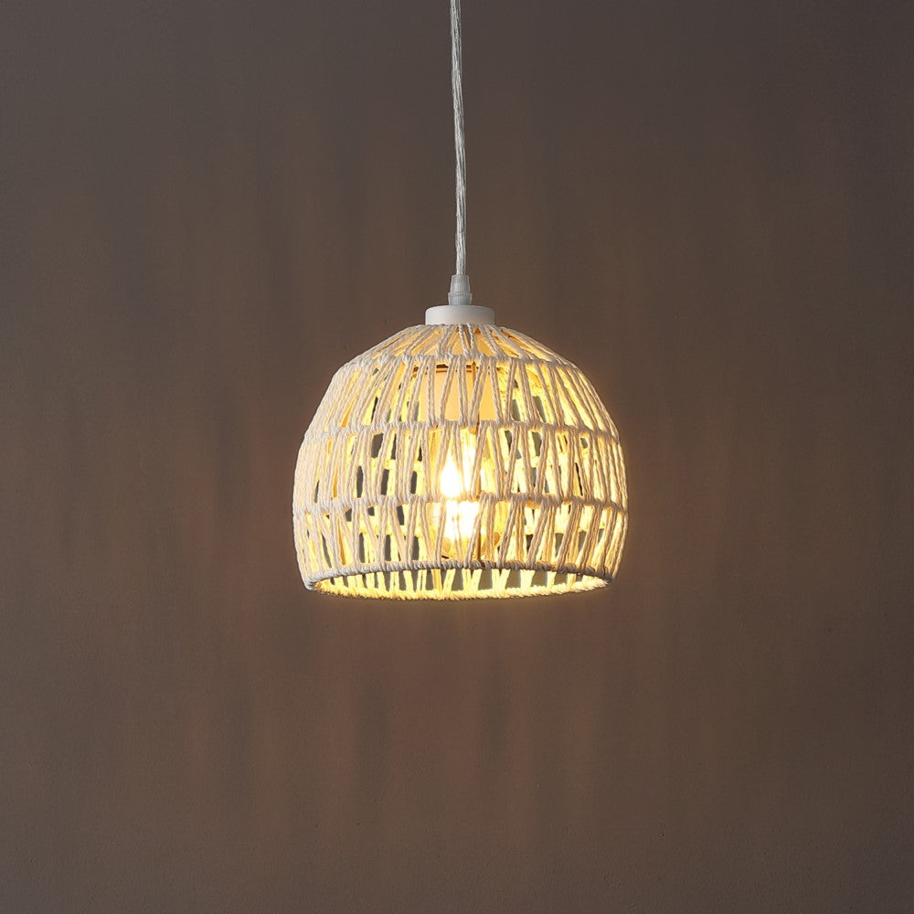 Wasp 20" Woven Rattan Dome LED Pendant