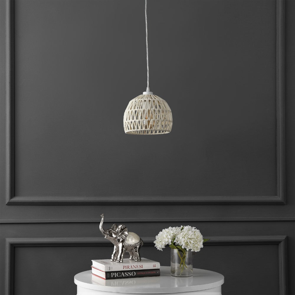 Wasp 20" Woven Rattan Dome LED Pendant