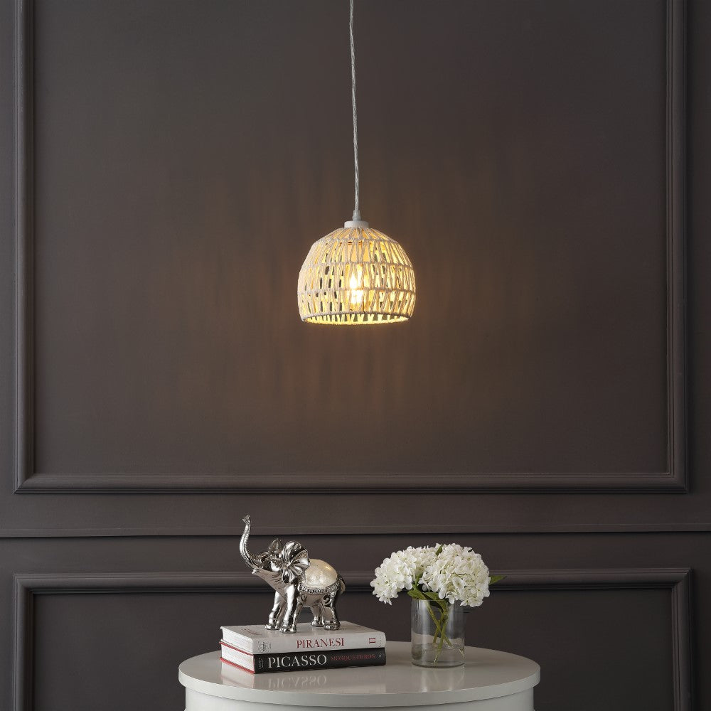 Wasp 20" Woven Rattan Dome LED Pendant