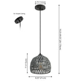 Wasp 20" Woven Rattan Dome LED Pendant