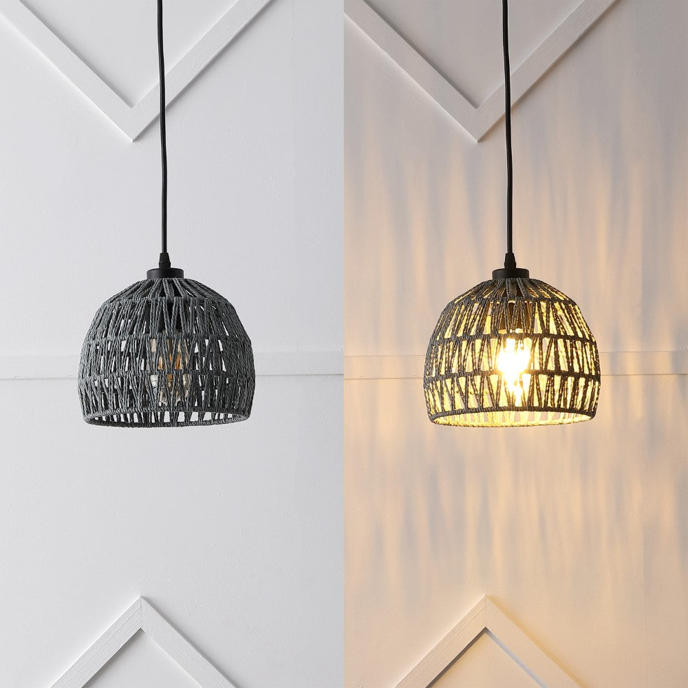Wasp 20" Woven Rattan Dome LED Pendant