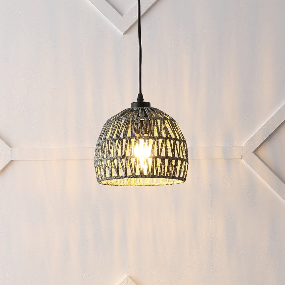 Wasp 20" Woven Rattan Dome LED Pendant