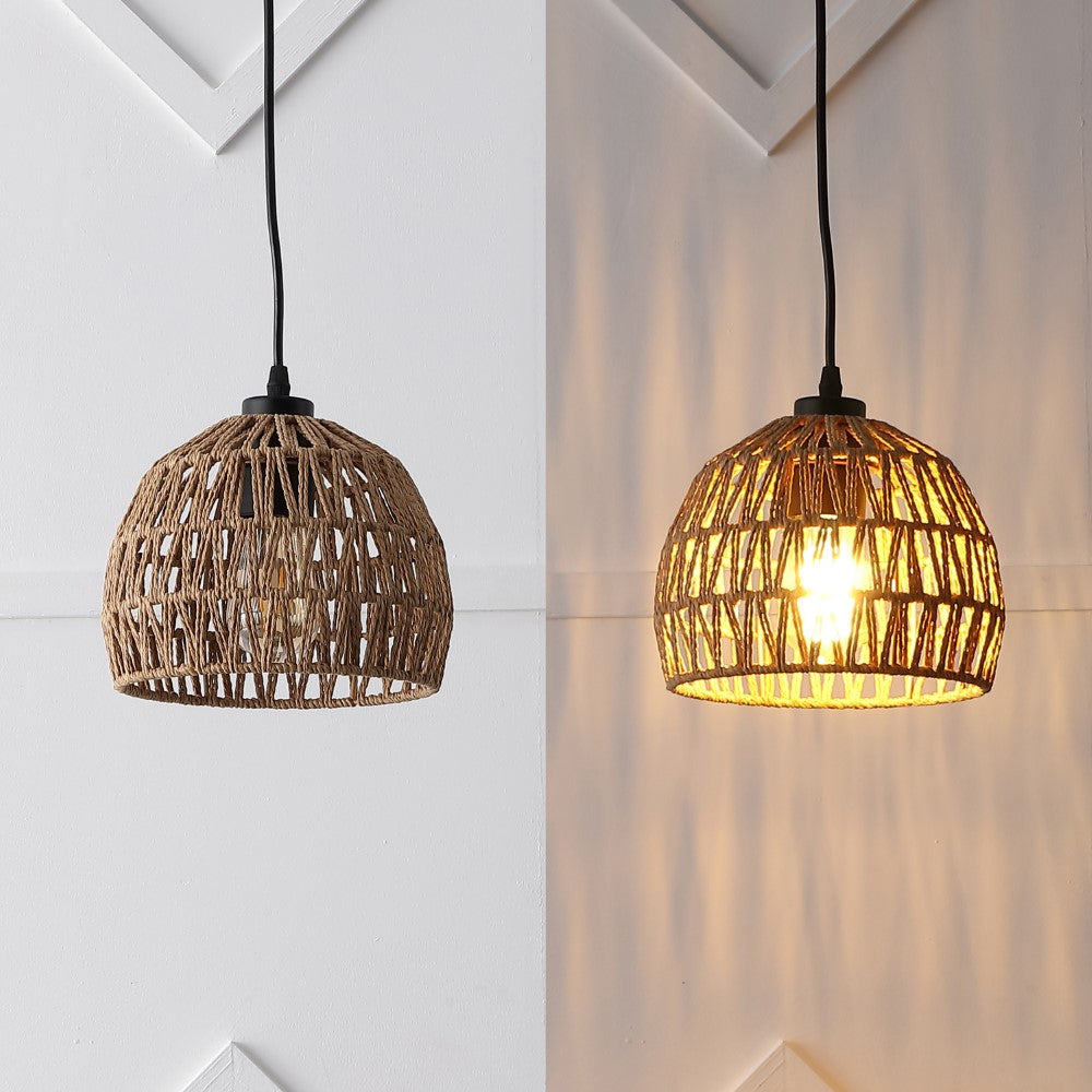 Wasp 20" Woven Rattan Dome LED Pendant