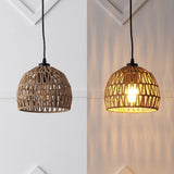Wasp 20" Woven Rattan Dome LED Pendant
