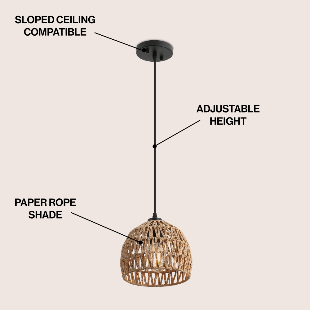 Wasp 20" Woven Rattan Dome LED Pendant