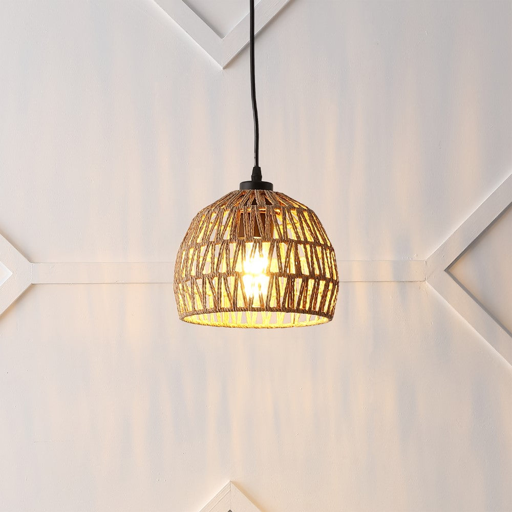 Wasp 20" Woven Rattan Dome LED Pendant