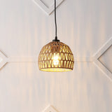Wasp 20" Woven Rattan Dome LED Pendant