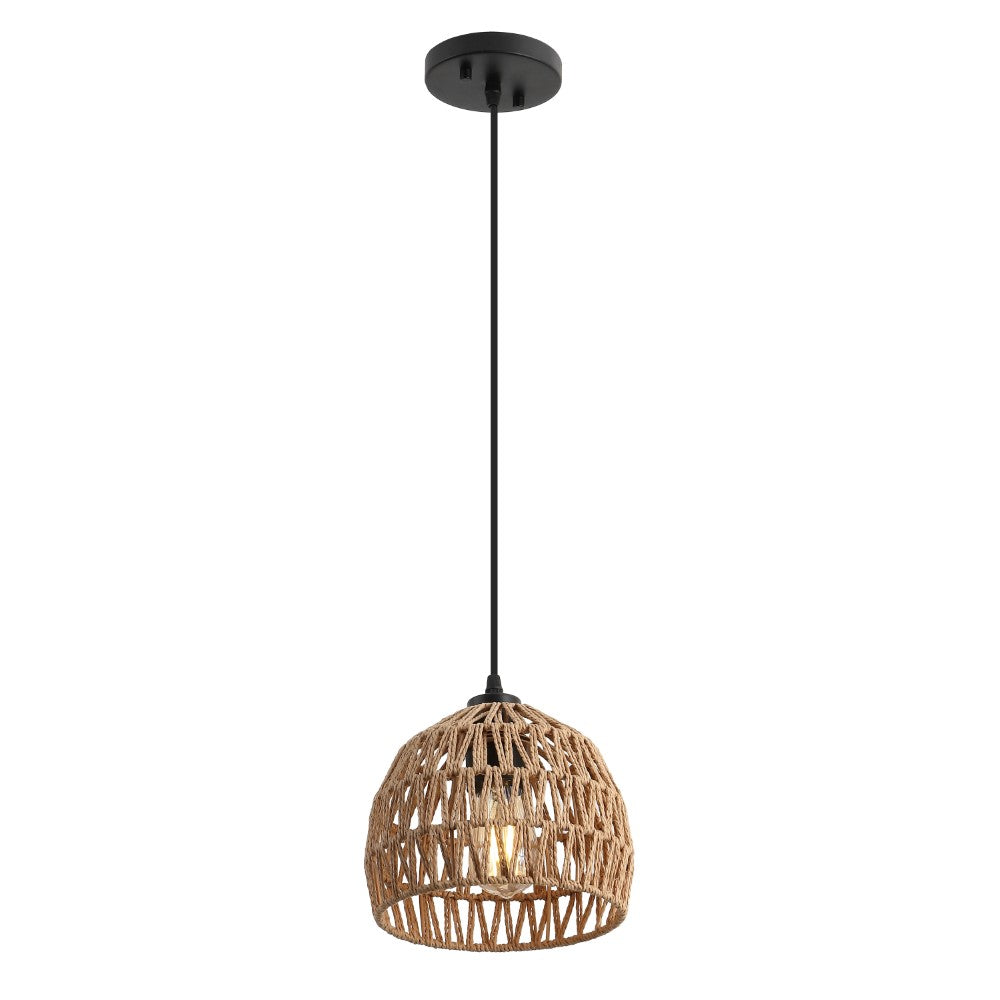 Wasp 20" Woven Rattan Dome LED Pendant