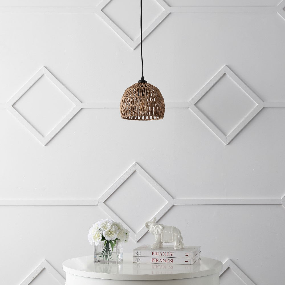 Wasp 20" Woven Rattan Dome LED Pendant