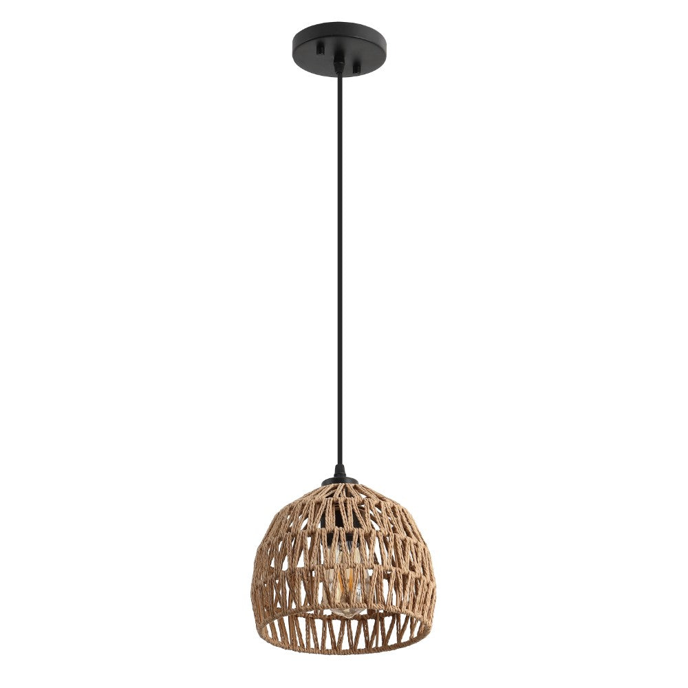 Wasp 20" Woven Rattan Dome LED Pendant
