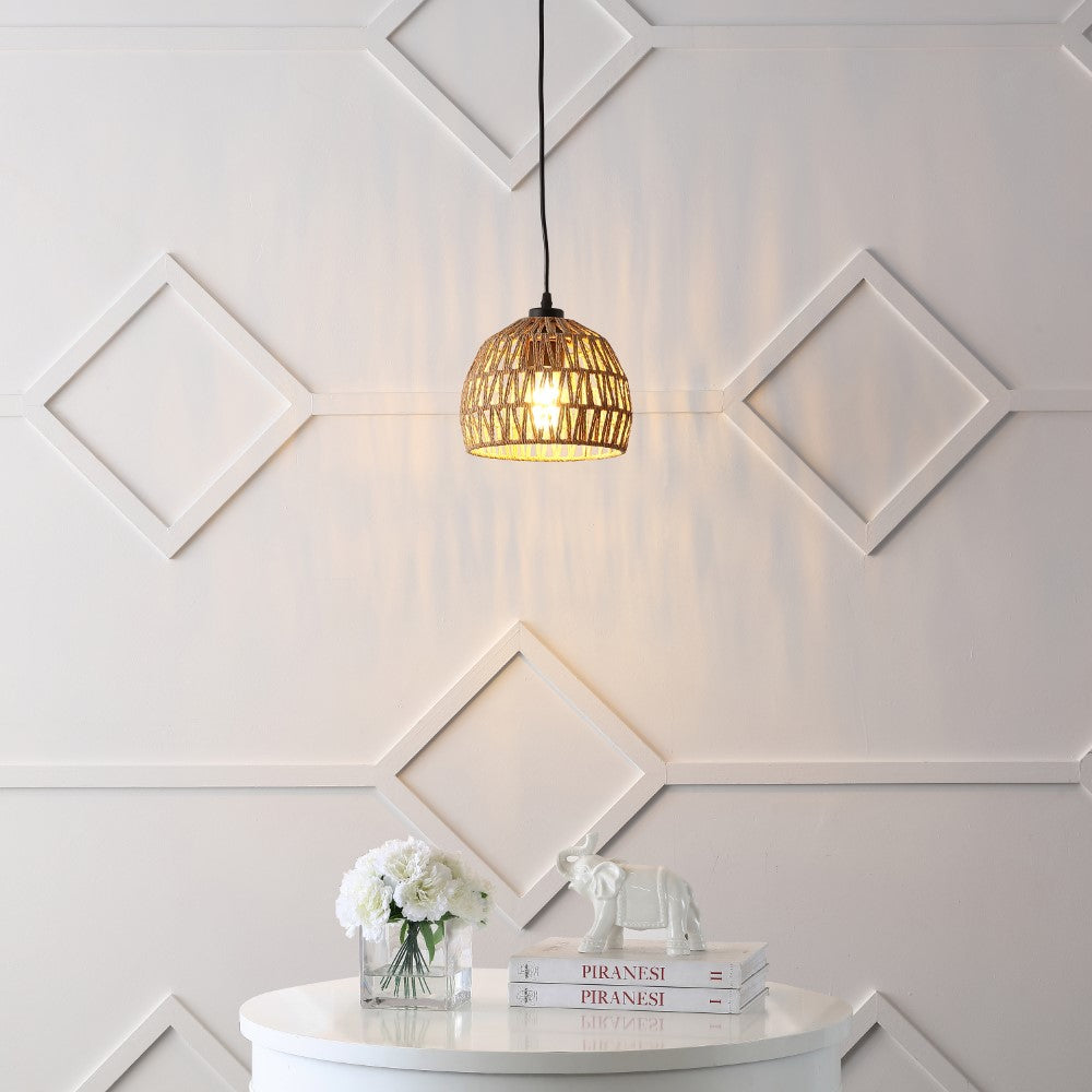 Wasp 20" Woven Rattan Dome LED Pendant