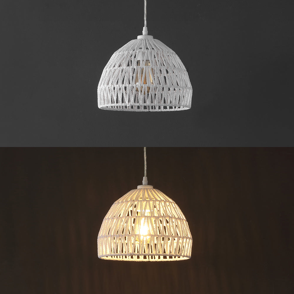 Wasp 20" Woven Rattan Dome LED Pendant