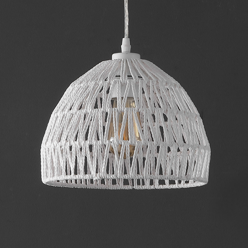 Wasp 20" Woven Rattan Dome LED Pendant