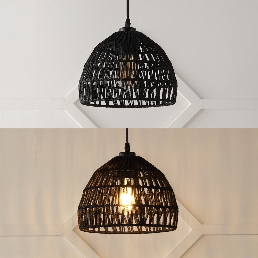 Wasp 20" Woven Rattan Dome LED Pendant