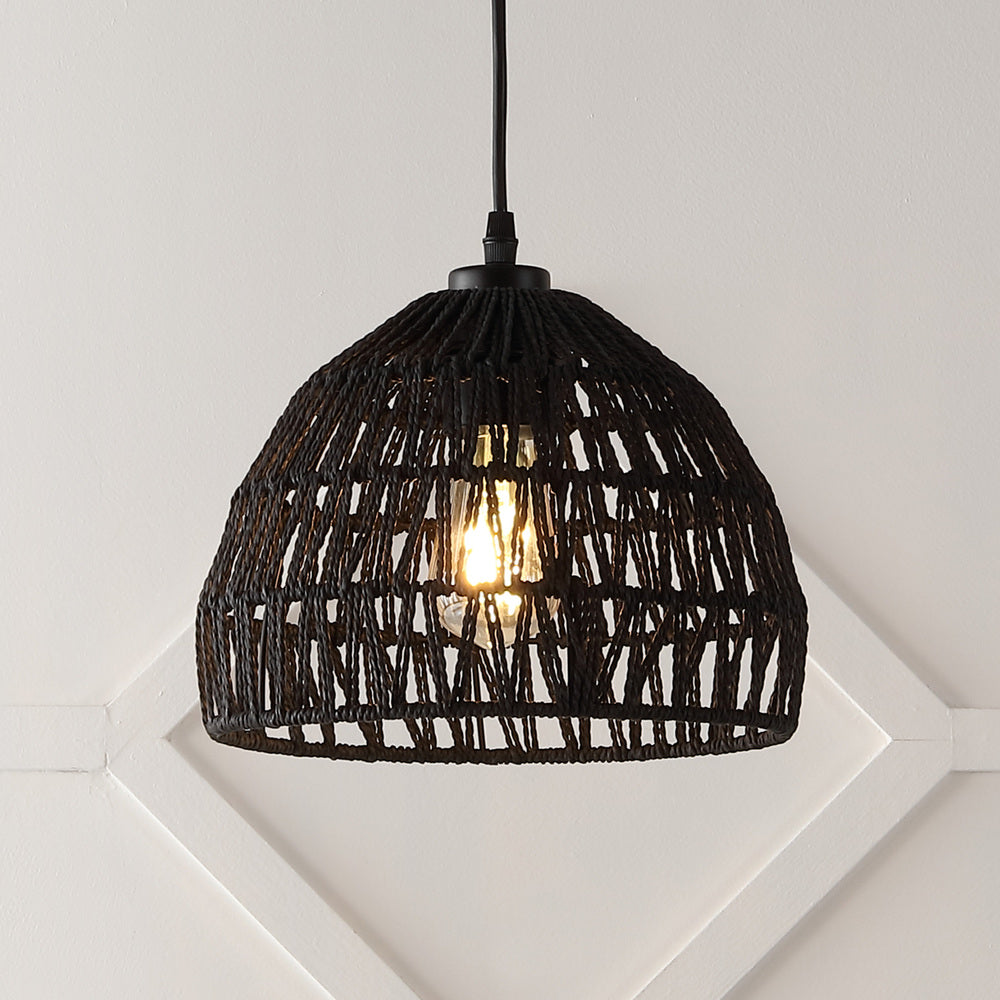Wasp 20" Woven Rattan Dome LED Pendant