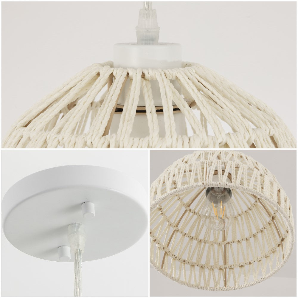 Wasp 20" Woven Rattan Dome LED Pendant