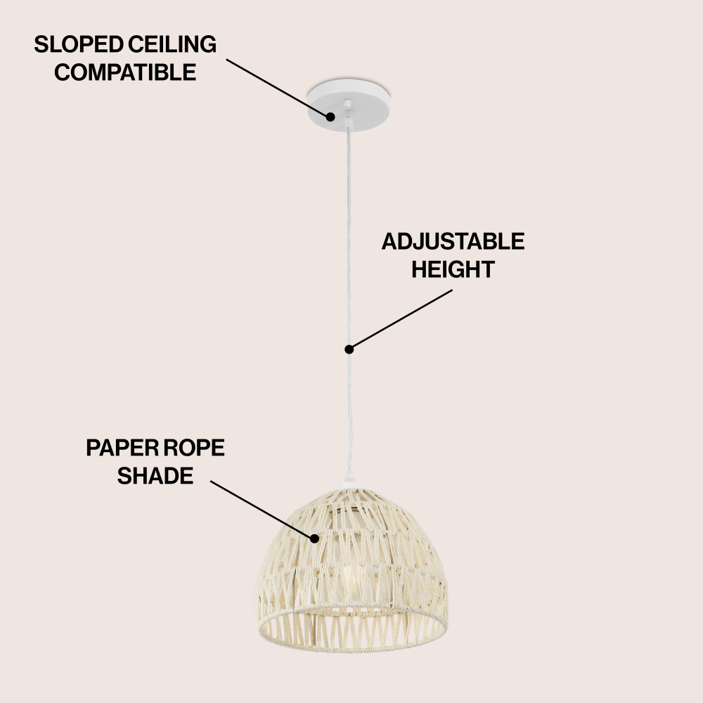 Wasp 20" Woven Rattan Dome LED Pendant