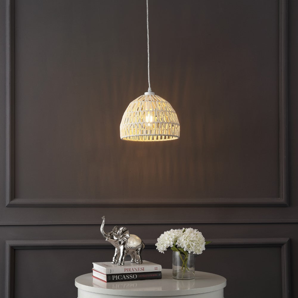 Wasp 20" Woven Rattan Dome LED Pendant