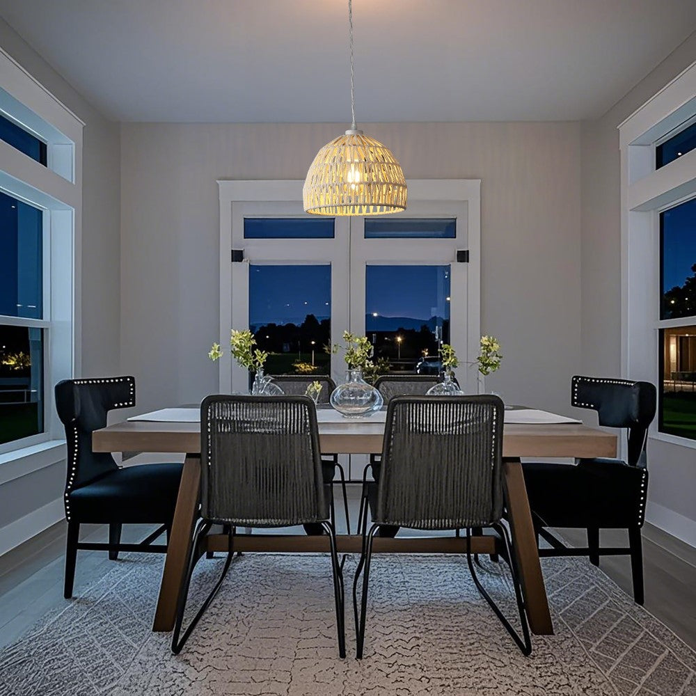 Wasp 20" Woven Rattan Dome LED Pendant