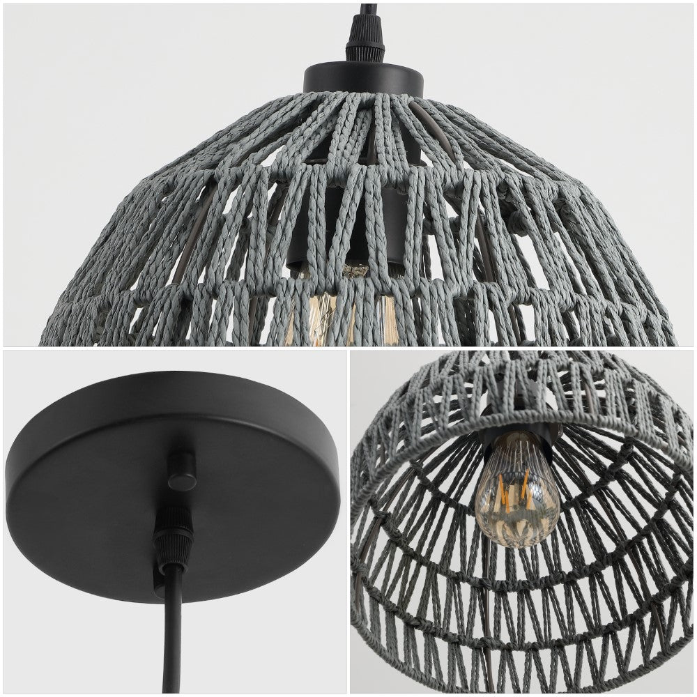 Wasp 20" Woven Rattan Dome LED Pendant