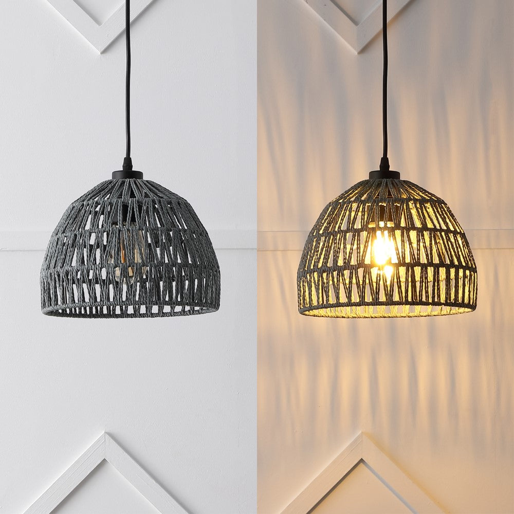 Wasp 20" Woven Rattan Dome LED Pendant