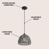 Wasp 20" Woven Rattan Dome LED Pendant