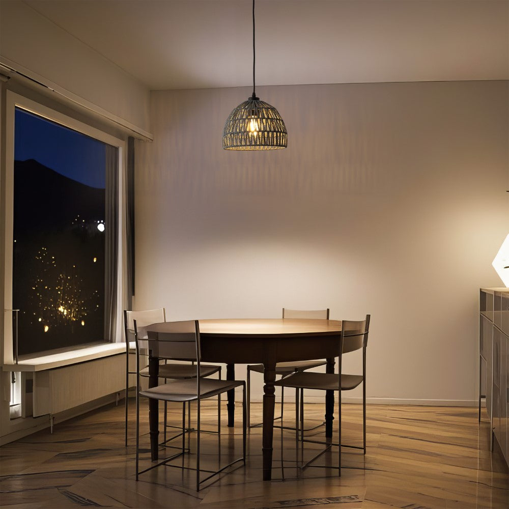 Wasp 20" Woven Rattan Dome LED Pendant