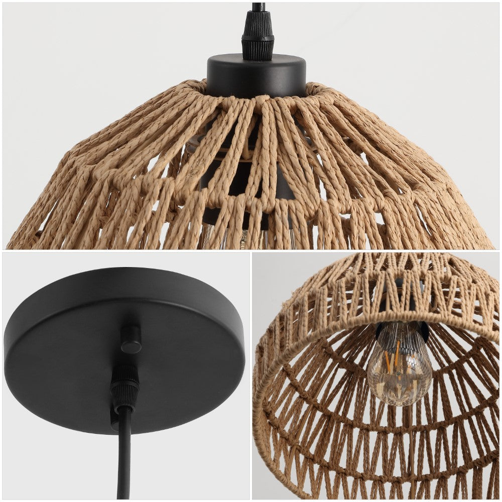 Wasp 20" Woven Rattan Dome LED Pendant