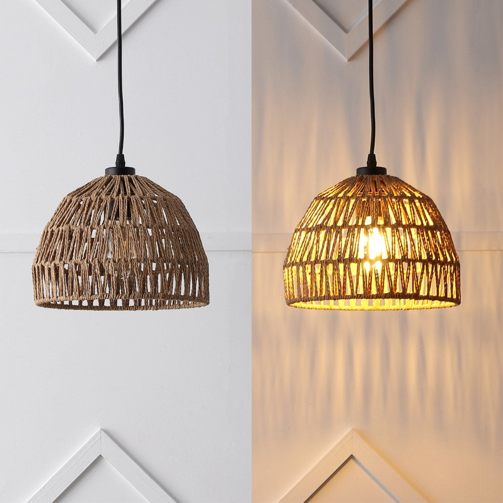 Wasp 20" Woven Rattan Dome LED Pendant