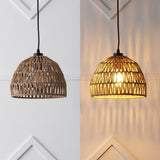 Wasp 20" Woven Rattan Dome LED Pendant