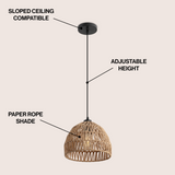 Wasp 20" Woven Rattan Dome LED Pendant