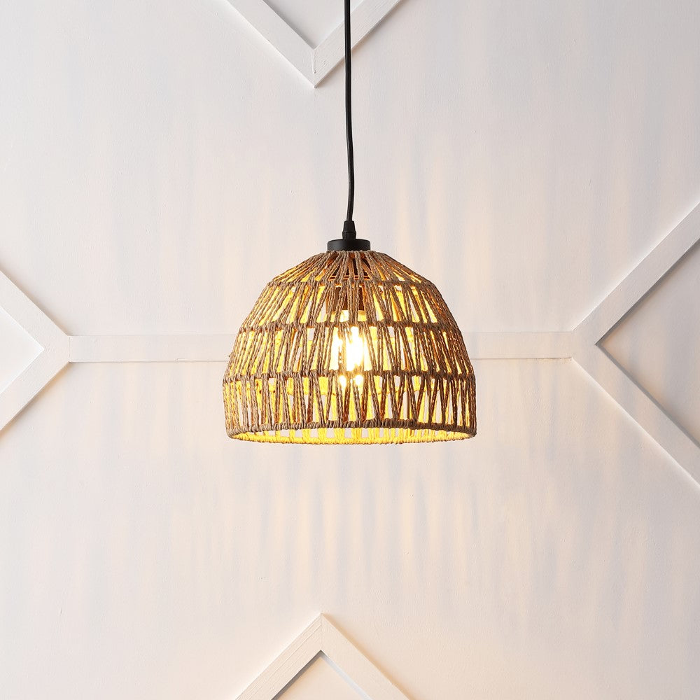 Wasp 20" Woven Rattan Dome LED Pendant