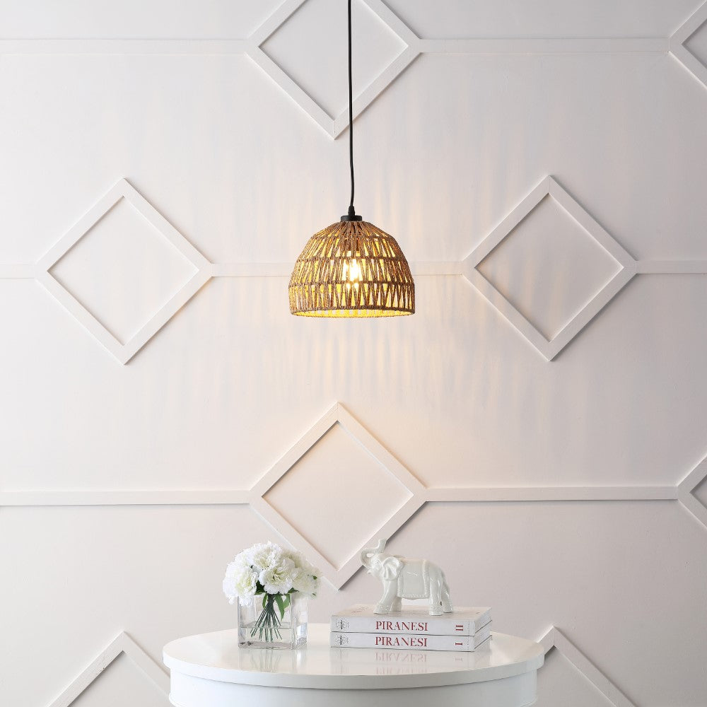 Wasp 20" Woven Rattan Dome LED Pendant