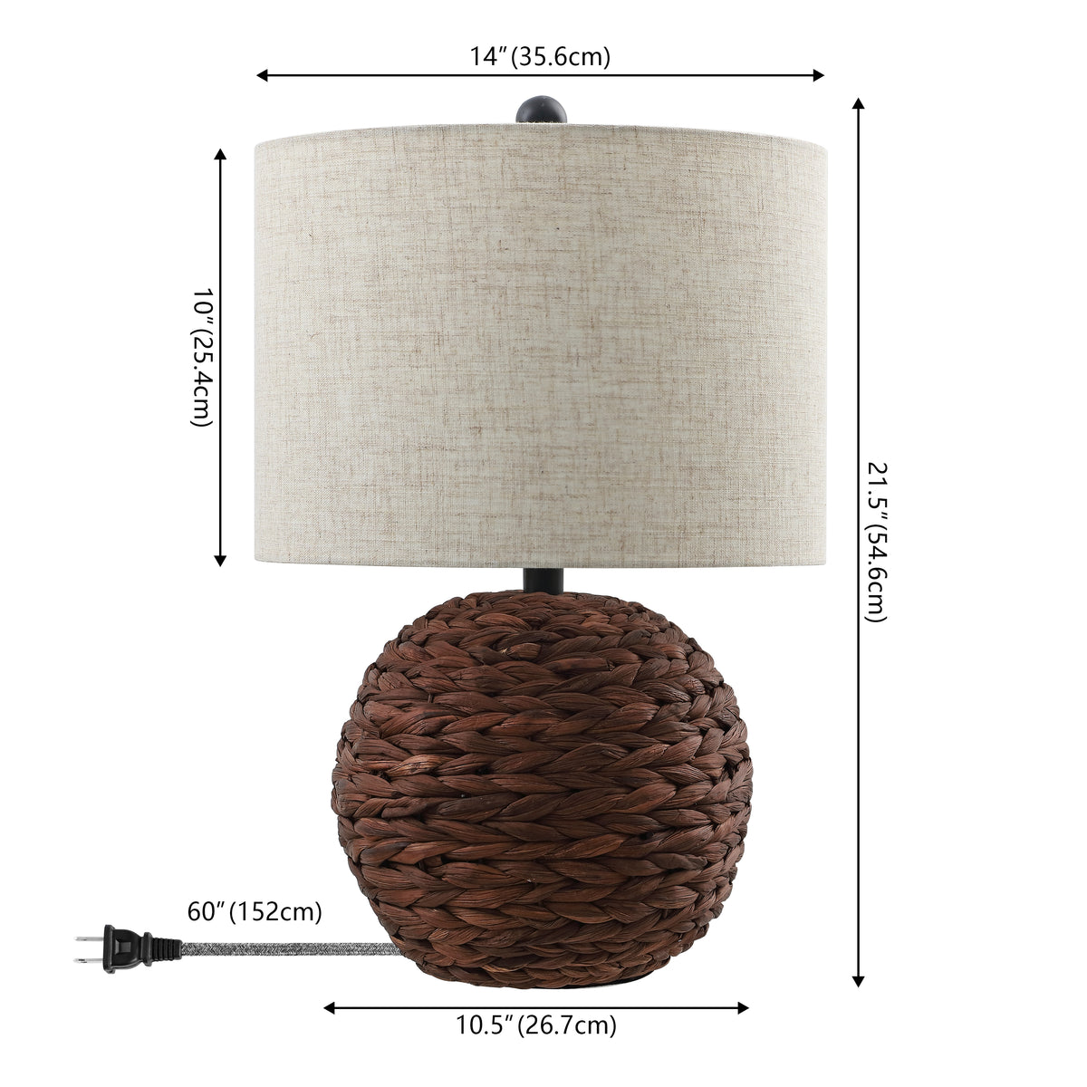 Eclipse 21.5" Modern Coastal Woven Rattan Globe LED Table Lamp