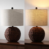Eclipse 21.5" Modern Coastal Woven Rattan Globe LED Table Lamp