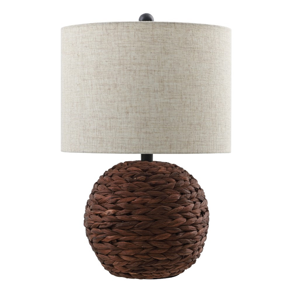 Eclipse 21.5" Modern Coastal Woven Rattan Globe LED Table Lamp