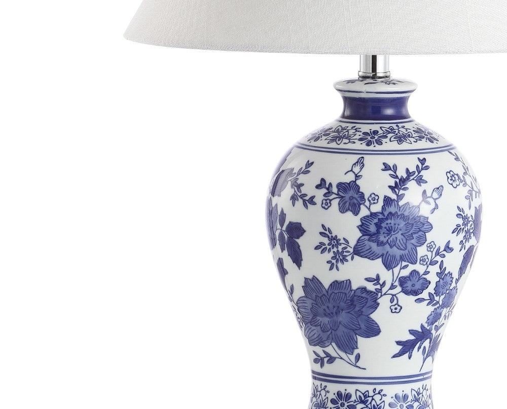 Lewis 21.5" Ceramic/Crystal Chinoiserie Floral LED Table Lamp