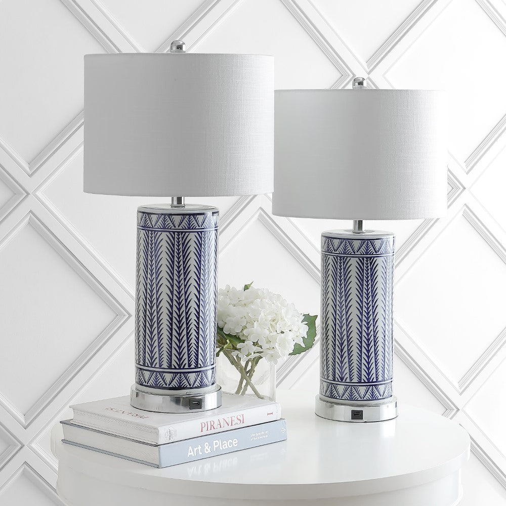 Beseck 27" Ceramic/Iron Contemporary USB Charging LED Table Lamp Set 2