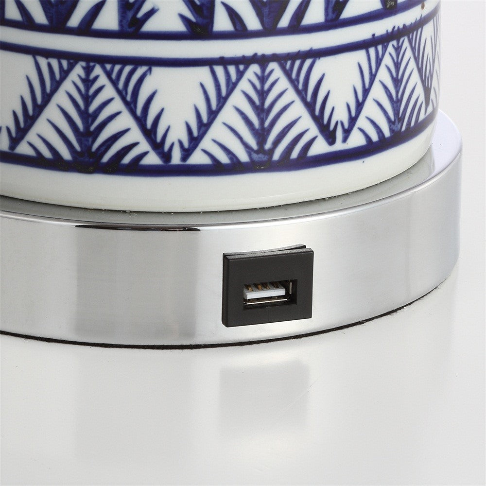 Beseck 27" Ceramic/Iron Contemporary USB Charging LED Table Lamp Set 2